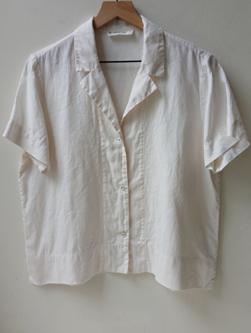 Everlane Notch Shirt 100% European Linen Bone Women's Medium